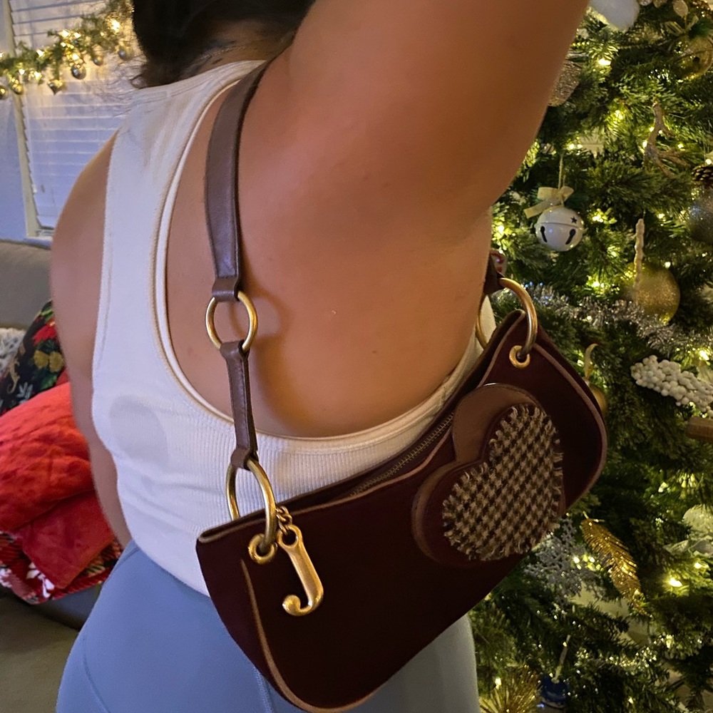 JUICY COUTURE HEART SUEDE SHOULDER BAG